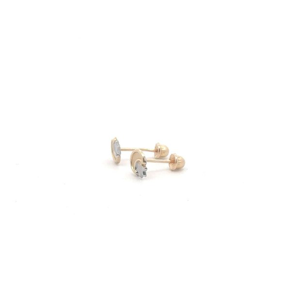 14K Gold Stud Earrings Moon Star Screw Back Type Tiny - Picture 3 of 4